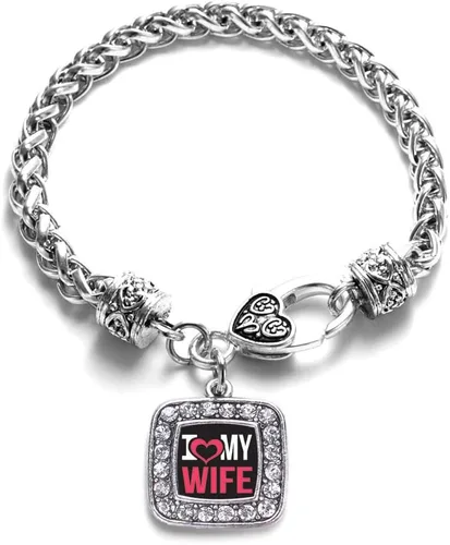 Vista 59 de Pulsera de dijes cuadrados de plata con joyería de circonita cúbica