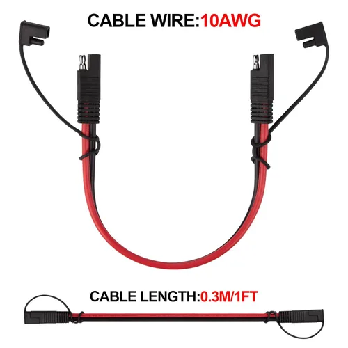 Vista 4 de iGreely Cable de Extensión SAE 10AWG SAE a SAE Arnés de Cables de Desconexión Rápida Conector SAE para Panel Solar Cargador de Batería Motocicleta