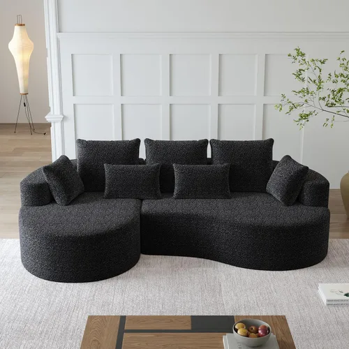 Vista 11 de Sofá Sillones de tela de felpilla de 105 pulgadas, sofá para sala sin montaje, sofás para sala con espuma de alta resistencia para espacios vitales