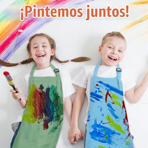 Vista 4 de Handepo 30 piezas de delantales para niños con pintura ajustable Colorido
