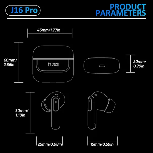 Vista 8 de Auriculares inalámbricos Bluetooth 5.4, 6 micrófonos ENC cancelación de ruido llamada clara, auriculares intrauditivos sonido estéreo de alta Negro