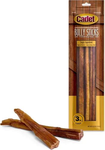 Vista 13 de Cadet Bully Sticks para perros grandes, pizza de carne de res totalmente natural, masticables de larga duración sin cuero crudo para masticadores