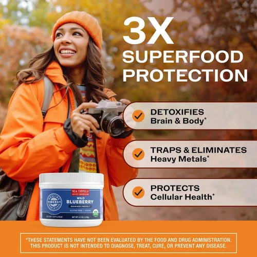 Vista 3 de Vimergy Polvo de arándano silvestre – Protege la salud cerebral* – Apoya la función cardiovascular* – Orgánico, vegano y sin gluten – 4.23 oz
