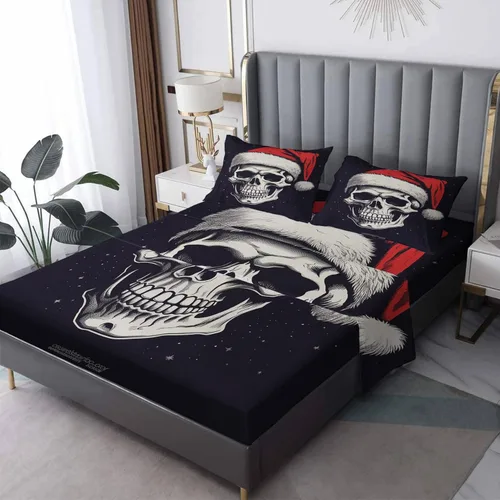 Vista 11 de Sábanas de árbol de Navidad tamaño individual, sábanas de cama negras y doradas, microfibra suave, bolsillo profundo, sábanas y fundas de almohada
