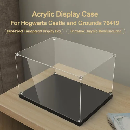 Vista 5 de Vitrina acrílica para Lego 76419 Castillo de Hogwarts, caja de protección a prueba de polvo, ajuste personalizado, 98% de transparencia