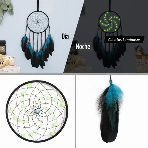 Vista 3 de Dream Catchers with Luminous Beads, Handmade Blue Dreamcatcher