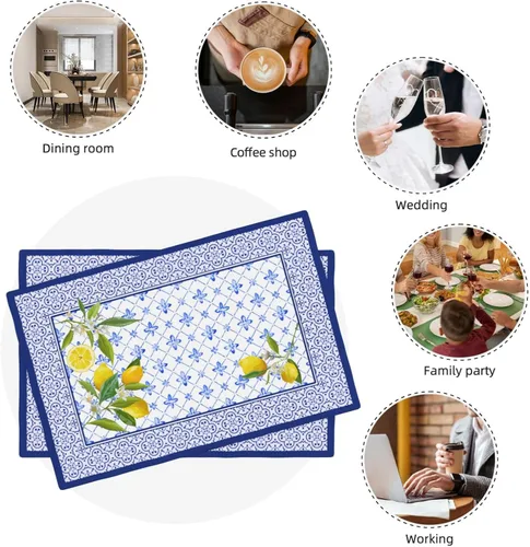 Vista 8 de Juego de 4 manteles individuales de lino lavables para cocina, comedor, decoración de mesa