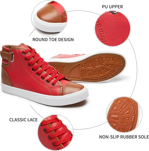 Vista 2 de yageyan Zapatillas altas blancas de los hombres para los zapatos de moda de cuero negro casual de la PU para los hombres