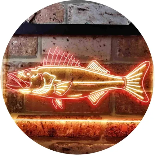 Vista 13 de ADVPRO Walleye Fish Camp Man Cave Dual Color LED Neon Sign Blue & Red 12 x 8 Inches st6s32-i3732-br