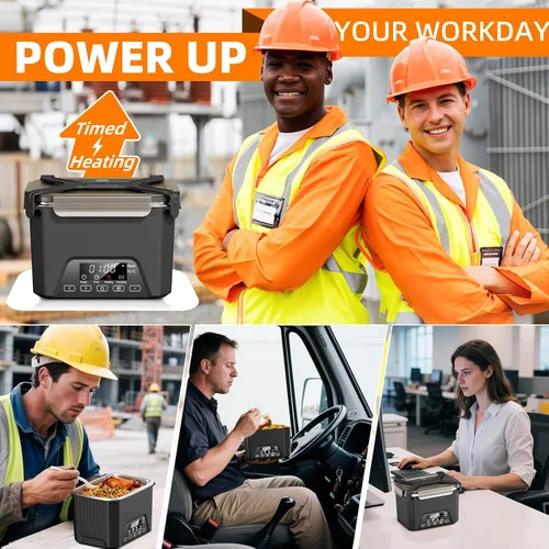 Vista 6 de Fiambrera eléctrica inalámbrica para adultos, lonchera calentada con batería de 20000 mAh con calentamiento automático, calentador de alimentos