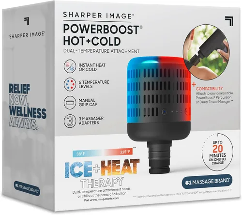 Vista 7 de Sharper Image® Powerboost Accesorio de Pistola de Masaje de Doble Temperatura Caliente + Fría - Calor y Frío Instantáneos, 6 Niveles de Temperatura