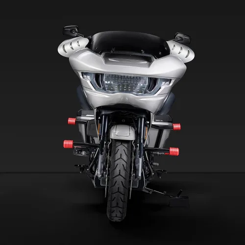 Vista 6 de Advanblack Protector de motor 2009-2026 plano Protek rendimiento delantero alto paso barra de choque para Harley Touring Street Glide Road King Rojo