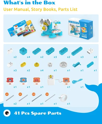 Vista 8 de WhalesBot Juguete de codificación A1 para niños, robot de bloques de construcción, divertido juguete STEM con controlador magnético y bloques