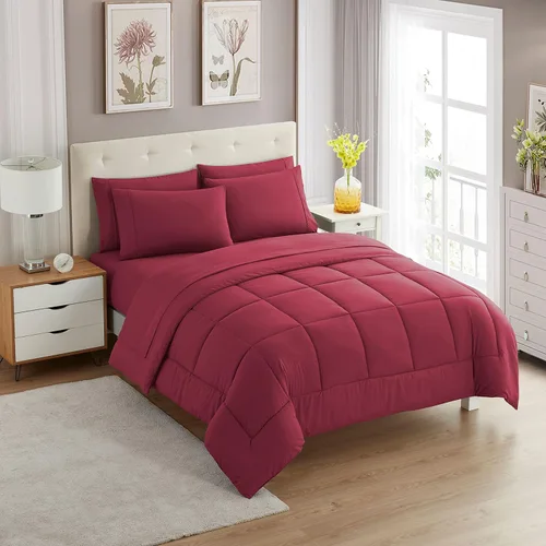 Vista 61 de Sweet Home Collection Juego de edredón de 7 piezas de color sólido para todas las estaciones, manta alternativa de plumón suave y lujosas sábanas