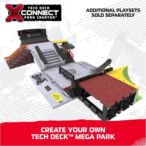 Vista 12 de Tech Deck, Quarter Bowl Ruckus X-Connect Park Creator, juego de rampas personalizable y construible con monopatín de dedos exclusivo, juguete