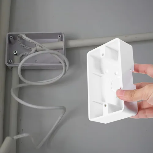 Vista 9 de Baluue Caja de salida de montaje en superficie, caja eléctrica ABS de una sola banda para interruptor de superficie de pared y receptáculo, extensor