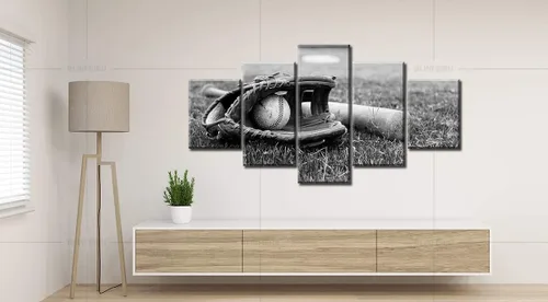 Vista 6 de BLINFEIRU 5 piezas de lienzo de arte de pared – equipo de béisbol rústico con temática deportiva – Decoración moderna para el hogar para niños