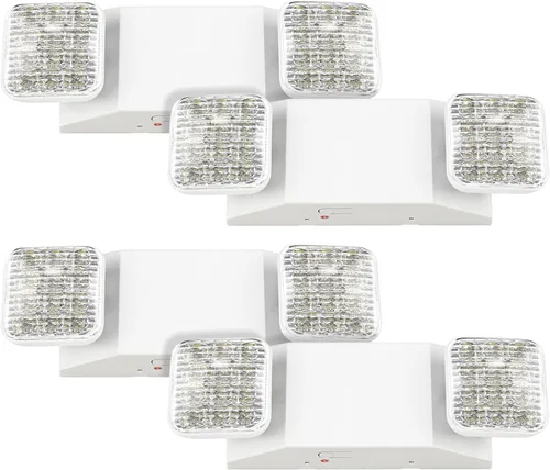 Vista 11 de Luces de emergencia LED con batería de respaldo, dos luces LED de emergencia comerciales ajustables, CA 120/277V, certificado UL 924, accesorio