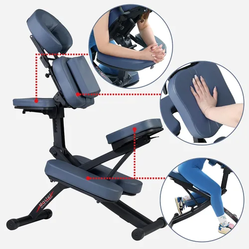 Vista 6 de Master Massage Rio Silla de masaje portátil - Azul real, ligera, 24 libras, marco plegable de aluminio, totalmente ajustable