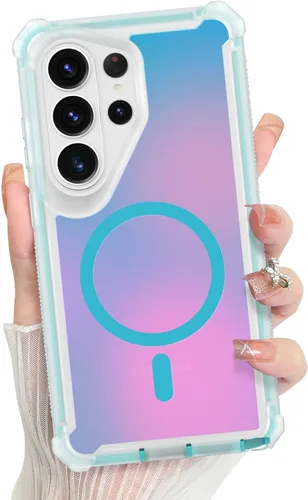 Vista 662 de Bonoma - Funda compatible con Samsung Galaxy S21 Plus, diseño de corazón con purpurina, color rosa Support for MagSafe, Plating Magnetic Case TPU
