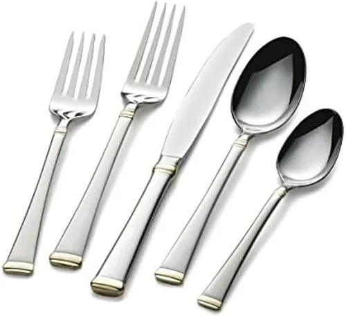 Vista 12 de Mikasa Bravo - Juego de 6 piezas de acero inoxidable 18/10, cucharas de servir, tenedor, servidor de tartas, cucharón de salsa, cubiertos pulidos