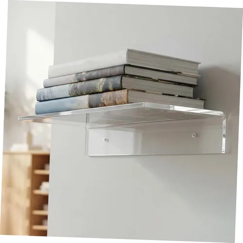 Vista 6 de ULTECHNOVO Estante de acrílico para pared, 2 estantes flotantes de acrílico, estante de pared transparente, ahorro de espacio, organizador flotante