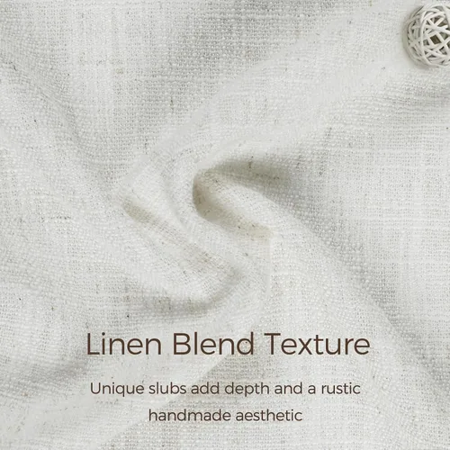 Vista 5 de TWOPAGES Linen Room Darkening Rod Pocket Curtain, Beige White, 36Wx24L #1 Beige Blanco