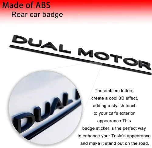 Vista 2 de Adhesivo de insignia de motor dual 3D compatible con accesorios Tesla Model 3 Y X S (negro mate)