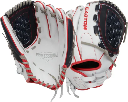 Vista 13 de Easton Professional Collection Fastpitch Softball Glove Bronceado/Negro Web de barra doble de poste único