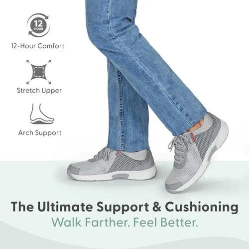 Vista 2 de Orthofeet Alivio del dolor de talón y pies probado. Anchos extendidos. Mejor fascitis plantar ortopédica diabética zapatos de caminar para hombre