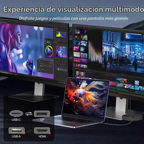 Vista 4 de Cable USB-C a DisplayPort de 3.3 pies (16 K a 60 Hz 8K a 120 Hz), cable USB C a DP 2.1 de 80 Gbps Thunderbolt 3/4/5 compatible con MacBook Pro/Air