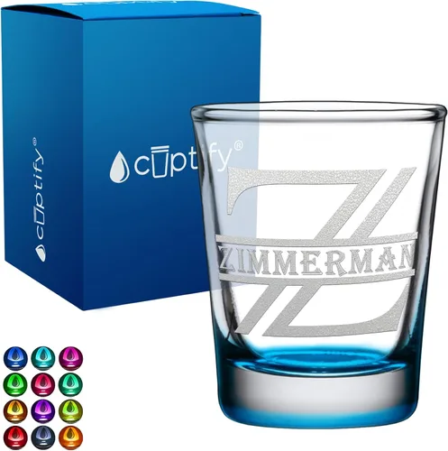Vista 29 de Cuptify Inicial de cristal con monograma y nombre de 2 onzas, parte inferior negra grabada con texto personalizado para regalos, bodas, cumpleaños