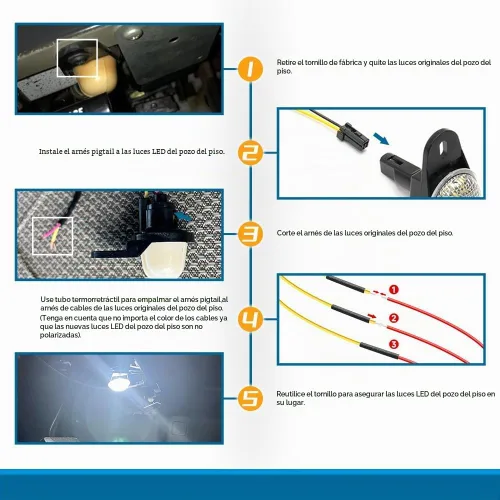 Vista 5 de Luz interior LED para el espacio de pies con arnés para Jee'p Wrangler TJ Blanco Jeep Dodge