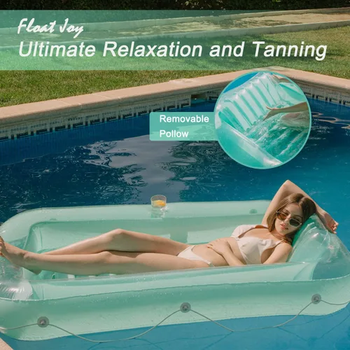 Vista 2 de Float Joy Tanning Pool Floats Adult Inflatable Tanning Bed for Backyard Lake Floats Tanning Pool Lounger Sunbathing Pool
