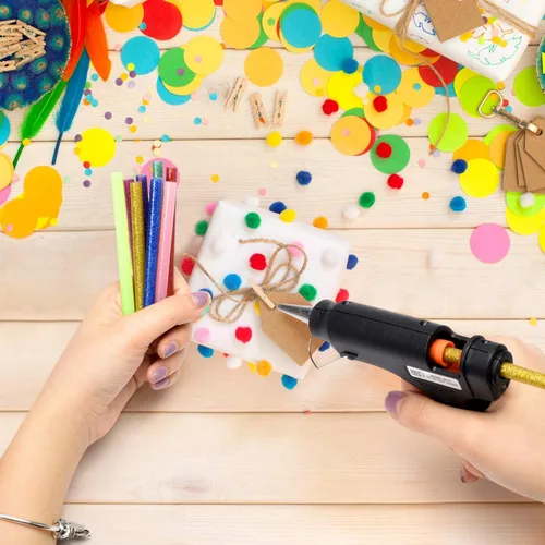 Vista 5 de Tretar - Barras de pegamento termofusible con purpurina, mini barras de pegamento caliente de colores para manualidades, bricolaje, reparación
