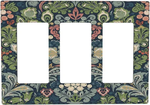Vista 85 de William Morris Floral Boho Azul Medianoche Azul Bohemio Flor 1 Banda Dúplex Cubierta de Salida Decorativa Receptáculo Único Interruptor Eléctrico
