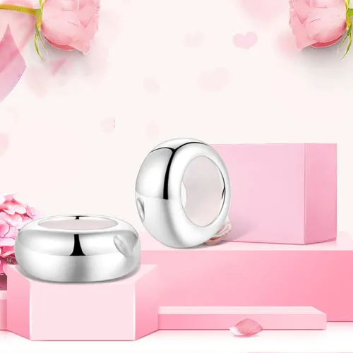 Vista 7 de GW Abalorios redondos de plata de ley 925 para pulseras de dijes para mujeres