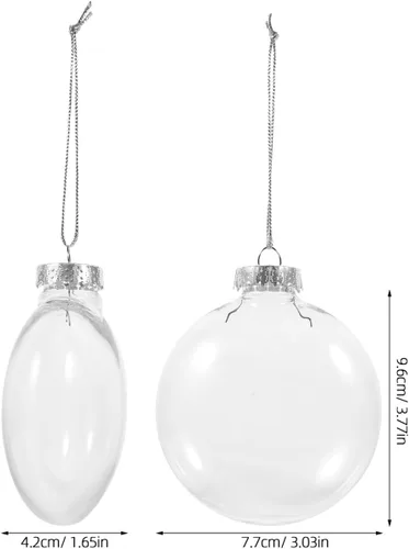 Vista 9 de BESPORTBLE 10 adornos de Navidad transparentes rellenables para bricolaje, bolas colgantes transparentes para decoración navideña personalizada