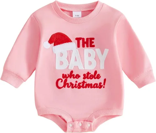 Vista 18 de MERSARIPHY Ropa de Navidad para bebé, sudadera para bebé, niño, niña, mameluco de Papá Noel para bebé, trajes de otoño e invierno Waffle