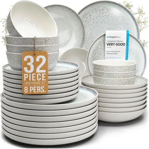 Vista 47 de Juego de vajilla de gres para 4 personas 12 piezas – Juego de platos y cuencos negros mate – Apto para lavavajillas, microondas y resistente a