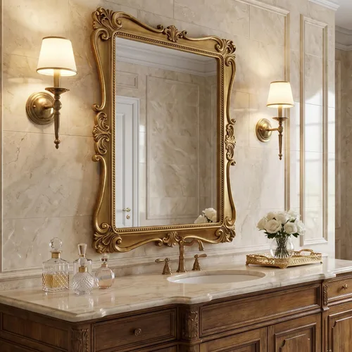 Vista 8 de Antique Brown Wall Mirror, Vintage European Ornate Carved Frame 16 x 22 Inch, HD Glass Mirror, Hand-Applied Distressed Finish, Ready to Hang, for