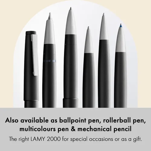 Vista 5 de Pluma estilográfica, negra, de punta extra-fina, marca Lamy 2000 (L01EF).