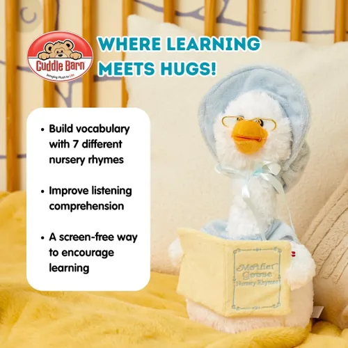 Vista 3 de Azul Madre Ganso peluche de Animated cb42860 recites 7 Historias Nursery Rhymes Button Activated, Premium Plush, Twinkling Music, Beak and Body