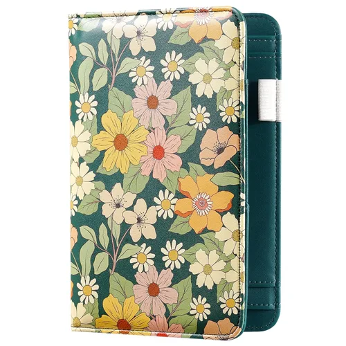 Vista 15 de Libro de mesero, libro de mezclilla para Watiress con cara sonriente esponjosa, bordado de felpa con diseño de flor de dólar