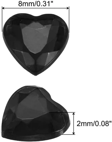 Vista 2 de MECCANIXITY 60 calcomanías acrílicas de diamantes de imitación de corazón de 0.315 in con parte trasera plana, gemas de plástico para manualidades