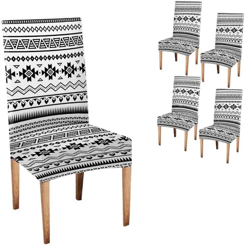 Vista 104 de CAPSCEOLL Christmas Dining Chair Covers,Snowflakes Festive Winter Pattern Stretch Chair Covers for Dining Room Set of 2 Washable Spandex Parson
