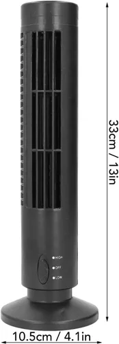 Vista 6 de Bladeless Tower Fan USB Connectivity ABS Desktop Cooling Fan 2 Black