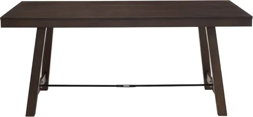 Vista 7 de Walker Edison Liam Rustic Farmhouse - Mesa de comedor estilo caballete, 70 pulgadas, roble marrón oscuro