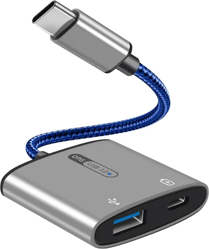 Vista 9 de Adaptador USB C OTG con alimentación, 2 en 1 USB C a USB hembra con adaptador de carga PD de 60 W compatible con iPhone 17/16/15, iPad Pro/Air 6