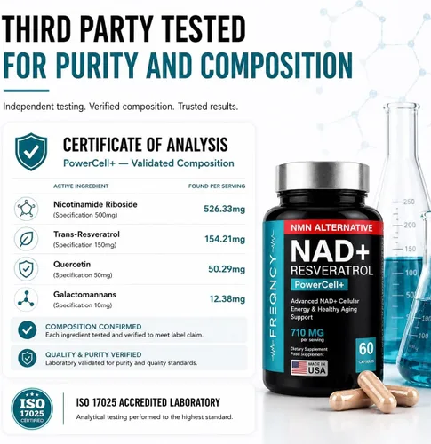Vista 9 de FREQNCY Suplemento de resveratrol NAD+, 500 mg de ribósido de nicotinamida pura (NR), fórmula avanzada de NAD 4 en 1 para energía celular